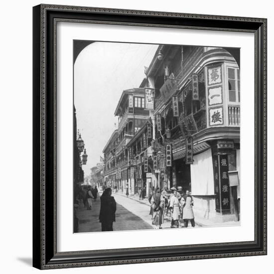 In the Street of the Tea Houses, Shanghai, China, 1901-Underwood & Underwood-Framed Photographic Print