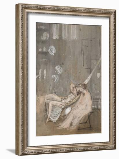 In the Studio, C.1867-68 (W/C, Gouache & Black Chalk on Paper)-James Abbott McNeill Whistler-Framed Giclee Print