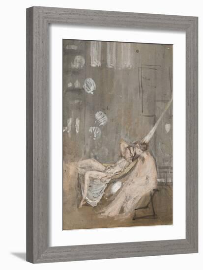 In the Studio, C.1867-68 (W/C, Gouache & Black Chalk on Paper)-James Abbott McNeill Whistler-Framed Giclee Print