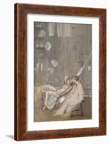 In the Studio, C.1867-68 (W/C, Gouache & Black Chalk on Paper)-James Abbott McNeill Whistler-Framed Giclee Print