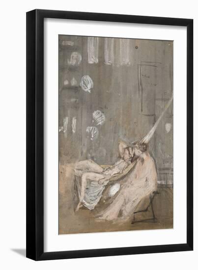 In the Studio, C.1867-68 (W/C, Gouache & Black Chalk on Paper)-James Abbott McNeill Whistler-Framed Giclee Print