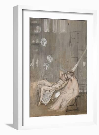 In the Studio, C.1867-68 (W/C, Gouache & Black Chalk on Paper)-James Abbott McNeill Whistler-Framed Giclee Print