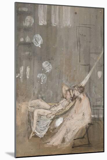 In the Studio, C.1867-68 (W/C, Gouache & Black Chalk on Paper)-James Abbott McNeill Whistler-Mounted Giclee Print