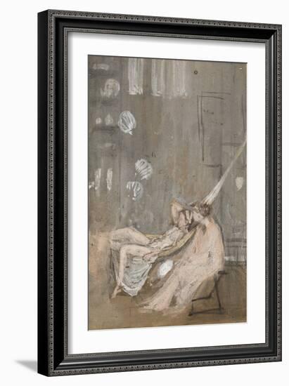 In the Studio, C.1867-68 (W/C, Gouache & Black Chalk on Paper)-James Abbott McNeill Whistler-Framed Giclee Print