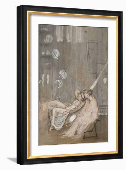 In the Studio, C.1867-68 (W/C, Gouache & Black Chalk on Paper)-James Abbott McNeill Whistler-Framed Giclee Print