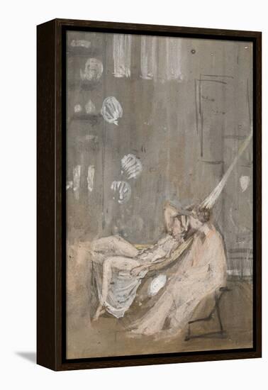 In the Studio, C.1867-68 (W/C, Gouache & Black Chalk on Paper)-James Abbott McNeill Whistler-Framed Premier Image Canvas