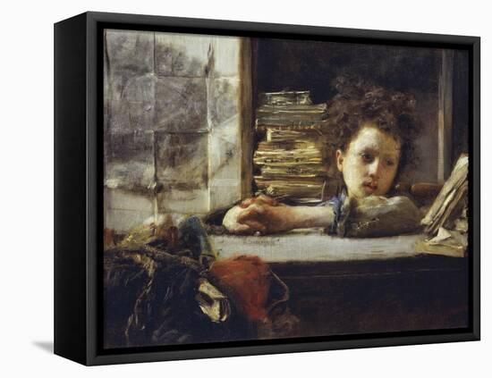 In the Study-Antonio Mancini-Framed Premier Image Canvas