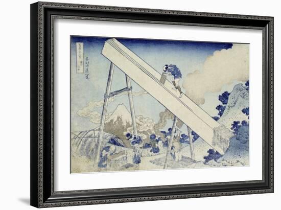 In the Totomi Mountains', from the Series 'Thirty Six Views of Mount Fuji'-Katsushika Hokusai-Framed Giclee Print