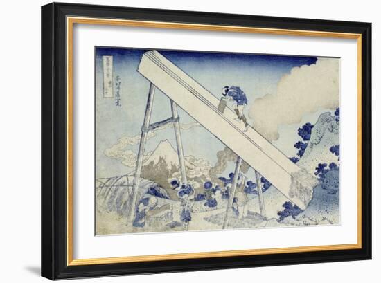 In the Totomi Mountains', from the Series 'Thirty Six Views of Mount Fuji'-Katsushika Hokusai-Framed Giclee Print