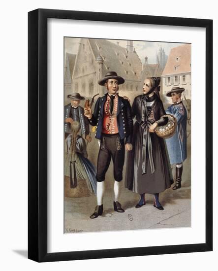 In the Village Square-null-Framed Giclee Print