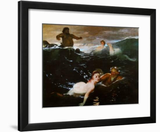 In the Waves-Arnold Bocklin-Framed Art Print
