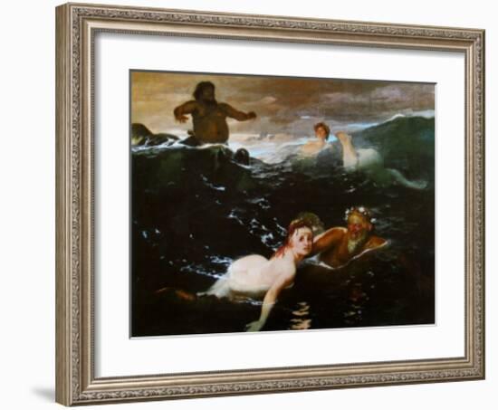 In the Waves-Arnold Bocklin-Framed Art Print