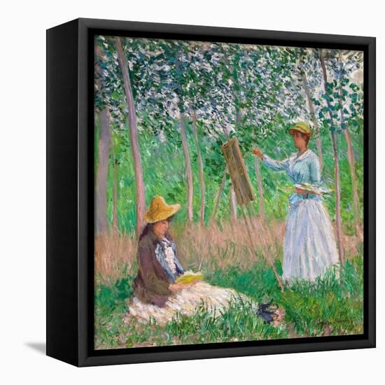 In the Woods at Giverny: Blanche Hoschedé at Her Easel with Suzanne Hoschedé Reading, 1887-Claude Monet-Framed Premier Image Canvas