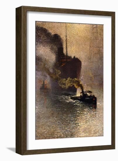 In Tow on the Thames in the Fog-Emile Claus-Framed Giclee Print