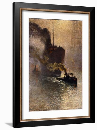 In Tow on the Thames in the Fog-Emile Claus-Framed Giclee Print