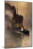 In Tow on the Thames in the Fog-Emile Claus-Mounted Giclee Print
