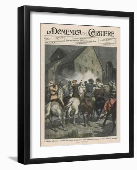 In Virginia USA Vigilantes Attack Italian Workers-Achille Beltrame-Framed Art Print