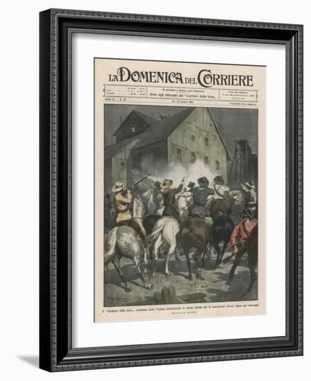 In Virginia USA Vigilantes Attack Italian Workers-Achille Beltrame-Framed Art Print