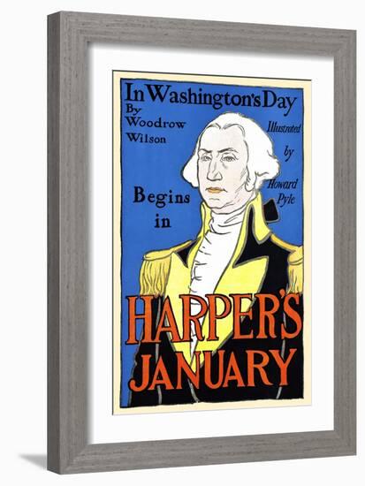 In Washington's Day By Woodrow Wilson Begins In Harper's January-Edward Penfield-Framed Art Print