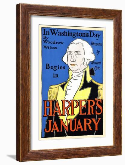 In Washington's Day By Woodrow Wilson Begins In Harper's January-Edward Penfield-Framed Art Print