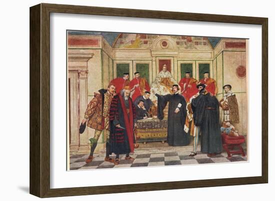 'In Which Predicament, I Say Thou Standst', Illustration from 'The Merchant of Venice', c.1910-Sir James Dromgole Linton-Framed Giclee Print