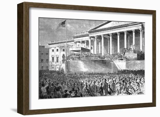 Inauguration of Abraham Lincoln-Winslow Homer-Framed Art Print