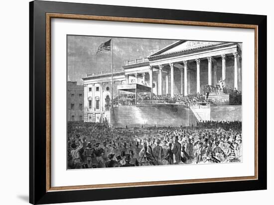 Inauguration of Abraham Lincoln-Winslow Homer-Framed Art Print