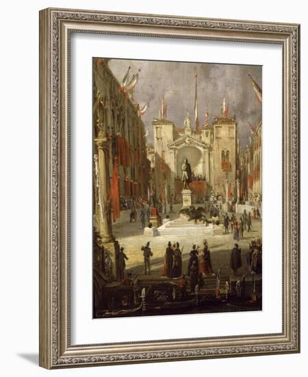 Inauguration of Monument Erected in Venice in Memory of Daniele Manin-Giacomo Favretto-Framed Giclee Print