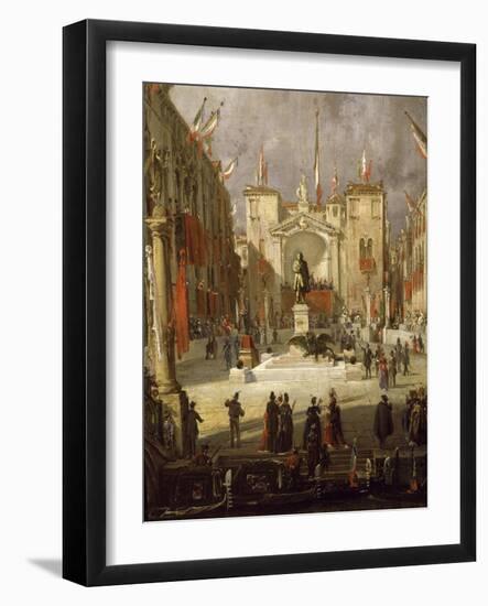 Inauguration of Monument Erected in Venice in Memory of Daniele Manin-Giacomo Favretto-Framed Giclee Print