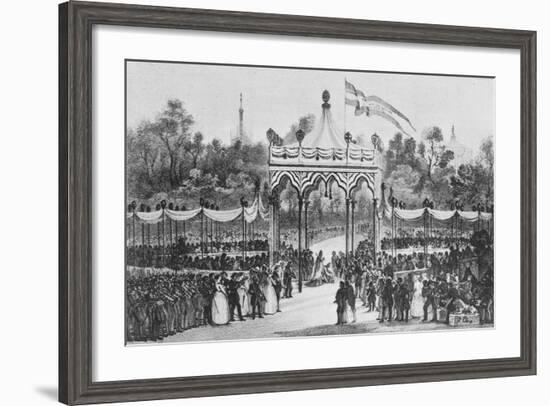 Inauguration of Work on Ferdinandea Railway Line Between Venice and Milan, Italy, 19th Century-null-Framed Giclee Print