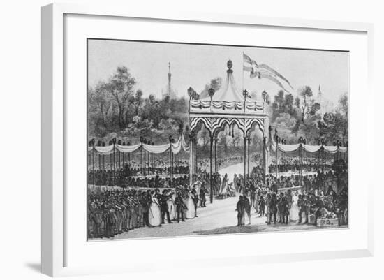 Inauguration of Work on Ferdinandea Railway Line Between Venice and Milan, Italy, 19th Century-null-Framed Giclee Print