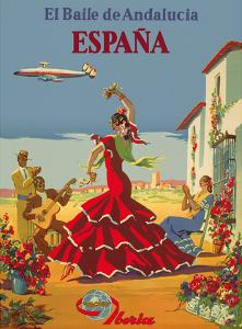 España (Spain)- Iberia Air Lines of Spain - Flamenco Dancers by Inc^ Pacifica Island Art