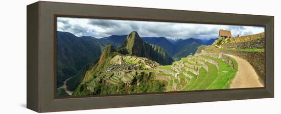 Inca City of Machu Picchu with Urubamba River, Urubamba Province, Cusco, Peru-null-Framed Premier Image Canvas