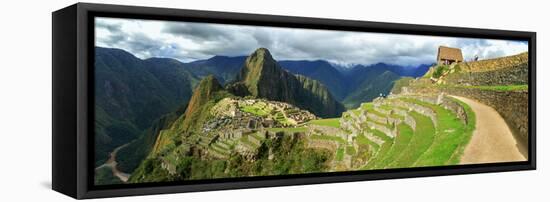 Inca City of Machu Picchu with Urubamba River, Urubamba Province, Cusco, Peru-null-Framed Premier Image Canvas