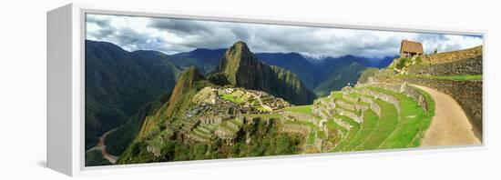 Inca City of Machu Picchu with Urubamba River, Urubamba Province, Cusco, Peru-null-Framed Premier Image Canvas