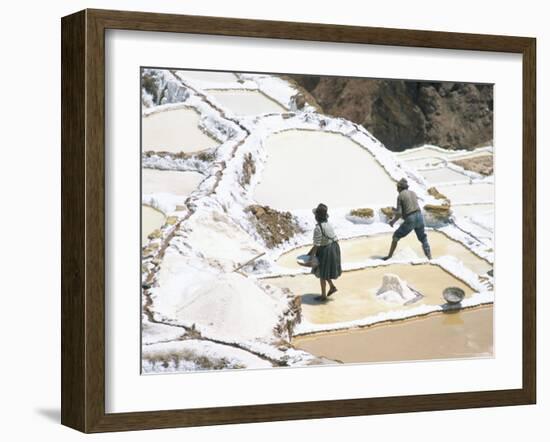 Inca Salt Pans Below Salt Spring, Salineras De Maras, Sacred Valley, Cuzco Region (Urabamba), Peru-Tony Waltham-Framed Photographic Print