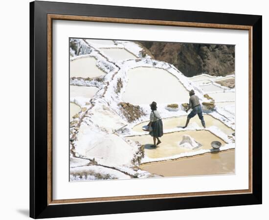 Inca Salt Pans Below Salt Spring, Salineras De Maras, Sacred Valley, Cuzco Region (Urabamba), Peru-Tony Waltham-Framed Photographic Print