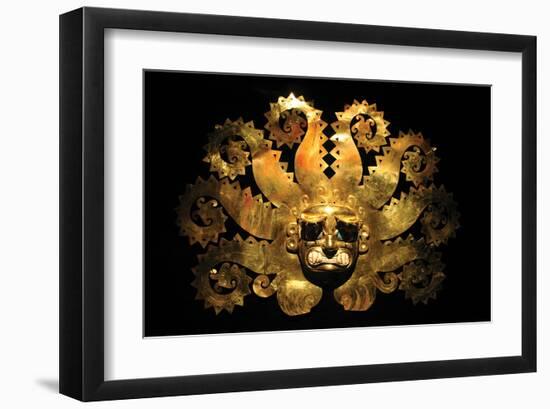 Inca Sun God Mask-null-Framed Art Print