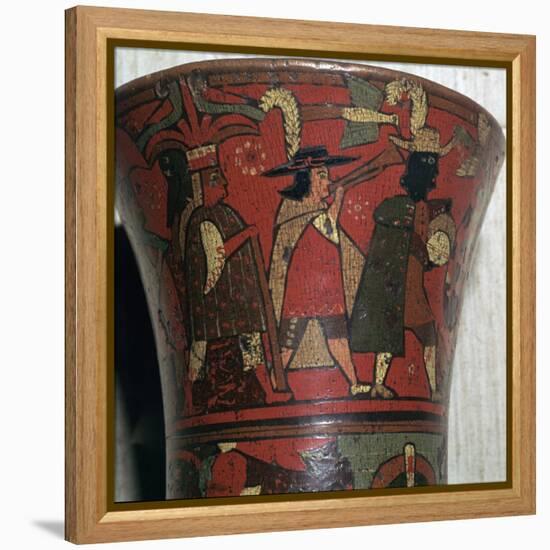 Incan beaker showing Spaniards and Peruvians, c.17th century-Unknown-Framed Premier Image Canvas