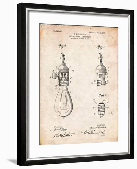 Incandescent Lamp Socket Patent-Cole Borders-Framed Art Print