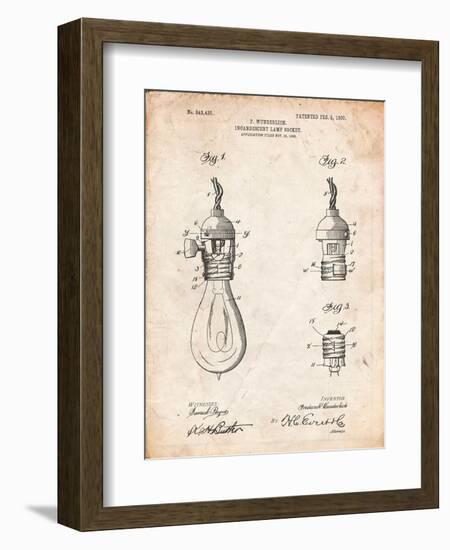 Incandescent Lamp Socket Patent-Cole Borders-Framed Art Print