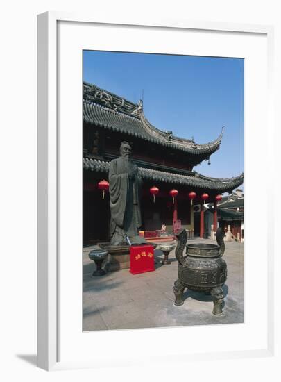 Incense Burner and Statue of Confucius-null-Framed Giclee Print