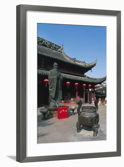 Incense Burner and Statue of Confucius-null-Framed Giclee Print