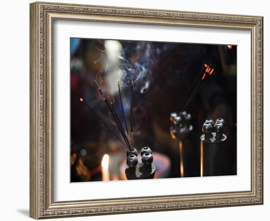 Incense burning at a Hindu temple in New Delhi, India, Asia-Matthew Williams-Ellis-Framed Photographic Print