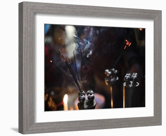 Incense burning at a Hindu temple in New Delhi, India, Asia-Matthew Williams-Ellis-Framed Photographic Print