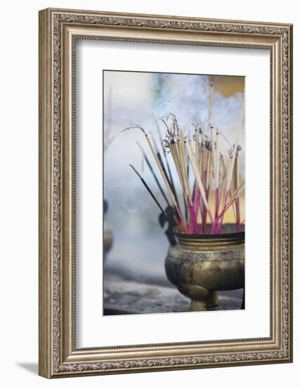 Incense Burning at Shwedagon Paya (Shwedagon Pagoda), Yangon (Rangoon), Myanmar (Burma), Asia-Lee Frost-Framed Photographic Print