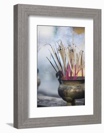 Incense Burning at Shwedagon Paya (Shwedagon Pagoda), Yangon (Rangoon), Myanmar (Burma), Asia-Lee Frost-Framed Photographic Print