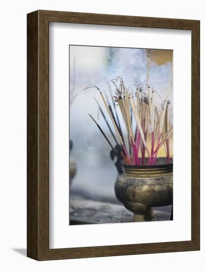 Incense Burning at Shwedagon Paya (Shwedagon Pagoda), Yangon (Rangoon), Myanmar (Burma), Asia-Lee Frost-Framed Photographic Print