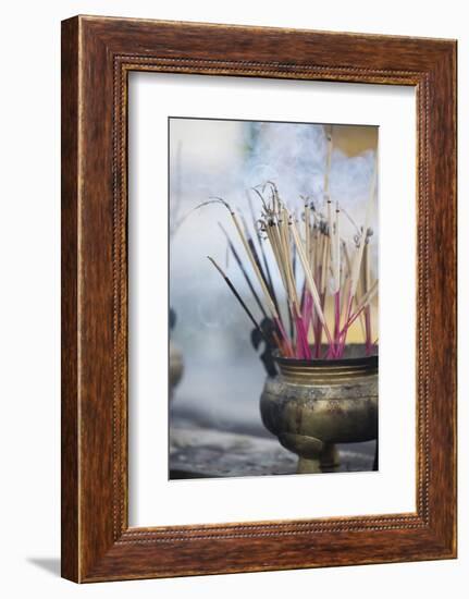 Incense Burning at Shwedagon Paya (Shwedagon Pagoda), Yangon (Rangoon), Myanmar (Burma), Asia-Lee Frost-Framed Photographic Print