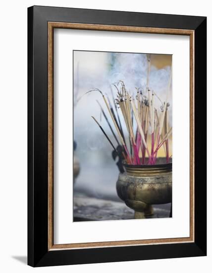 Incense Burning at Shwedagon Paya (Shwedagon Pagoda), Yangon (Rangoon), Myanmar (Burma), Asia-Lee Frost-Framed Photographic Print